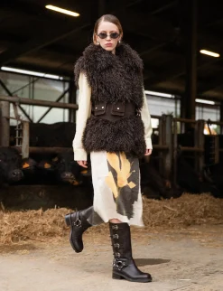 Best Stivale biker tacco 4 cm testa pelle Donna Stivali Tacco Basso