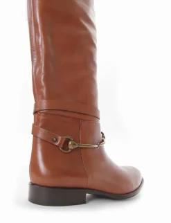 Online stivale tacco 2 cm cuoio Donna Stivali Tacco Basso