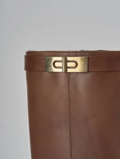 Clearance Stivale tacco 2 cm pelle Donna Stivali Tacco Basso