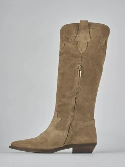 Outlet Stivale tacco 3 cm camoscio Donna Stivali Tacco Basso