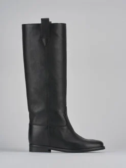 Clearance Stivale tacco 1 cm pelle Donna Stivali Tacco Basso