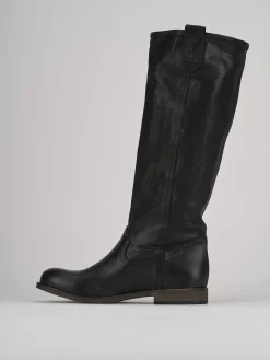 Hot Stivale tacco 1 cm pelle Donna Stivali Tacco Basso