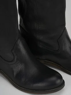 Hot Stivale tacco 1 cm pelle Donna Stivali Tacco Basso