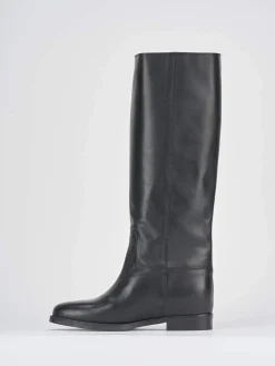 Clearance Stivale tacco 1 cm pelle Donna Stivali Tacco Basso