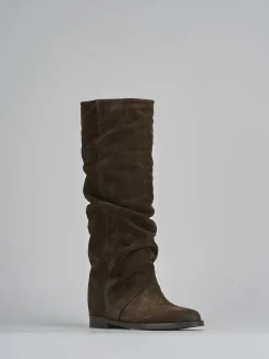 Clearance Stivale tacco 2 cm testa camoscio Donna Stivali Tacco Basso