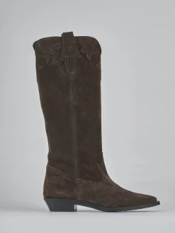 New Stivale tacco 3 cm testa camoscio Donna Stivali Tacco Basso