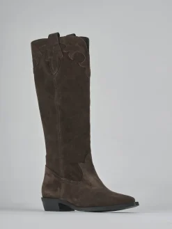 New Stivale tacco 3 cm testa camoscio Donna Stivali Tacco Basso