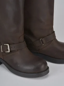 Hot Stivale tacco 2 cm testa pelle Donna Stivali Tacco Basso