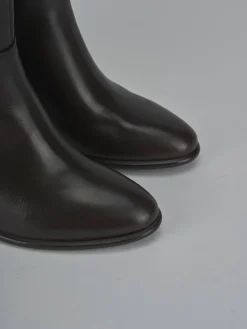 Sale Stivale tacco 5 cm testa pelle Donna Stivali Tacco Alto