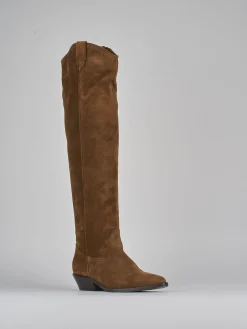 Clearance Stivale tacco 3 camoscio Donna Stivali Tacco Basso