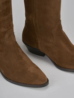 Clearance Stivale tacco 3 camoscio Donna Stivali Tacco Basso