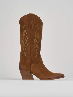 Sale Stivale texano tacco 7 cm camoscio Donna Texani|Stivali Tacco Alto