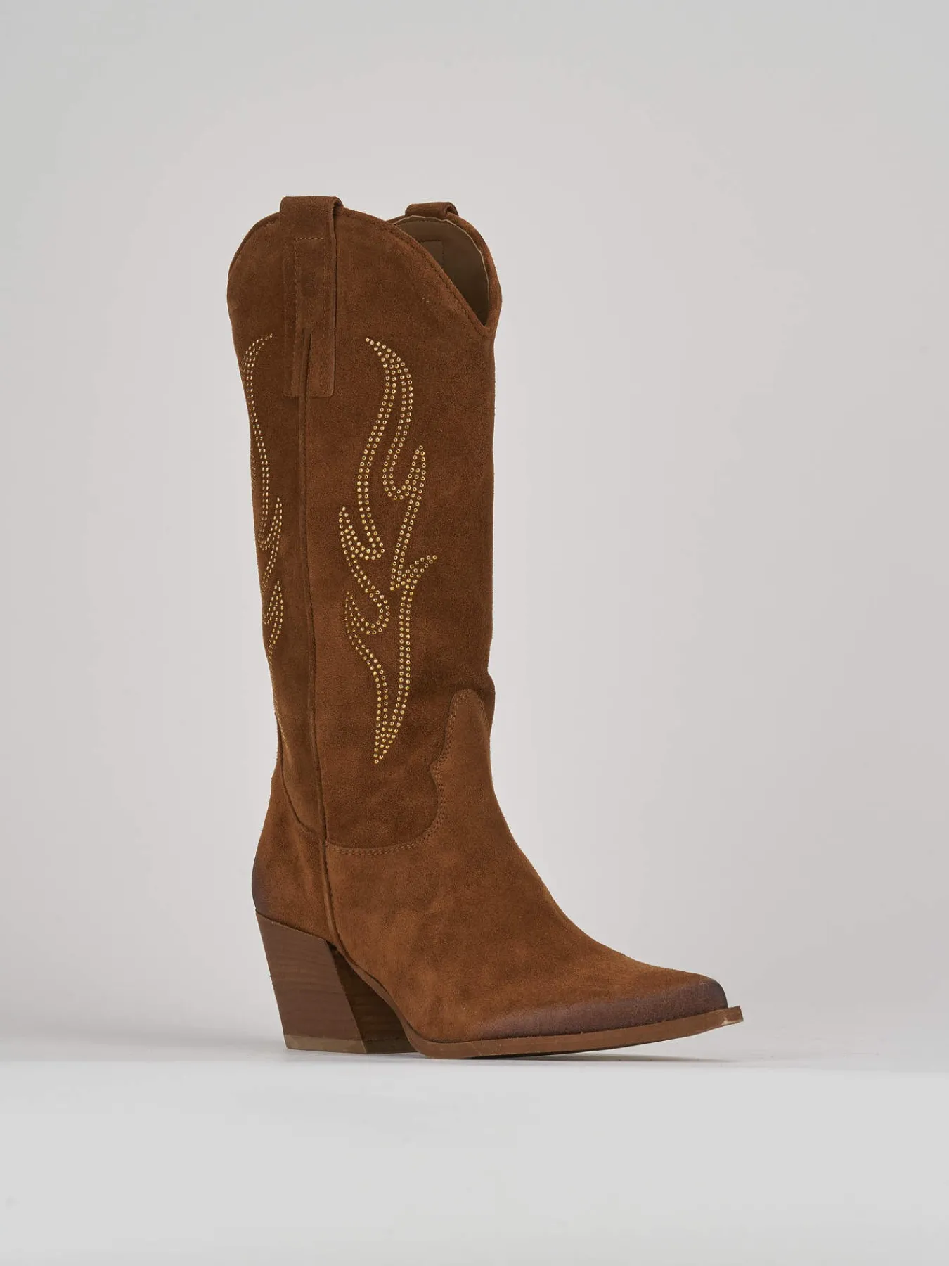 Sale Stivale texano tacco 7 cm camoscio Donna Texani|Stivali Tacco Alto