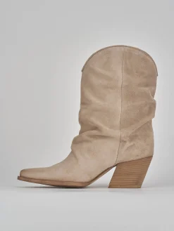 Hot Stivale texano tacco 8 cm camoscio Donna Texani|Stivali Tacco Alto