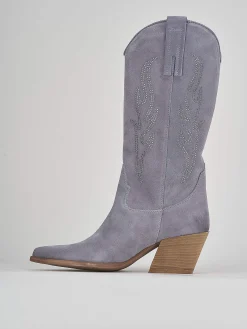 New Stivale texano tacco 7 cm camoscio Donna Texani