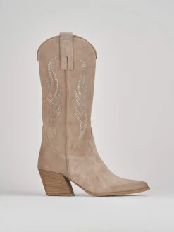 Sale Stivale texano tacco 7 cm camoscio Donna Texani|Stivali Tacco Alto