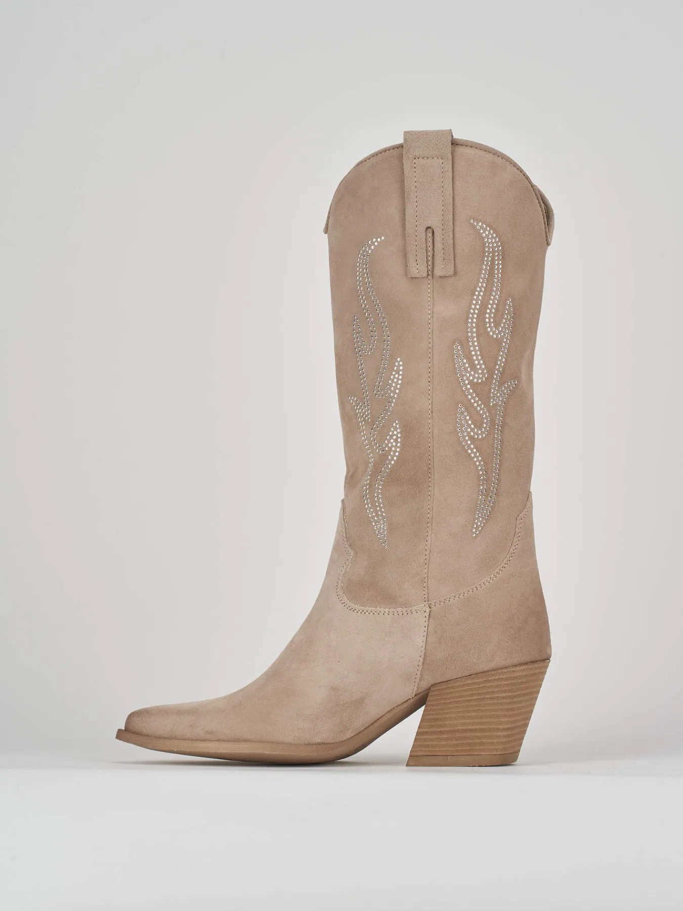 Sale Stivale texano tacco 7 cm camoscio Donna Texani|Stivali Tacco Alto