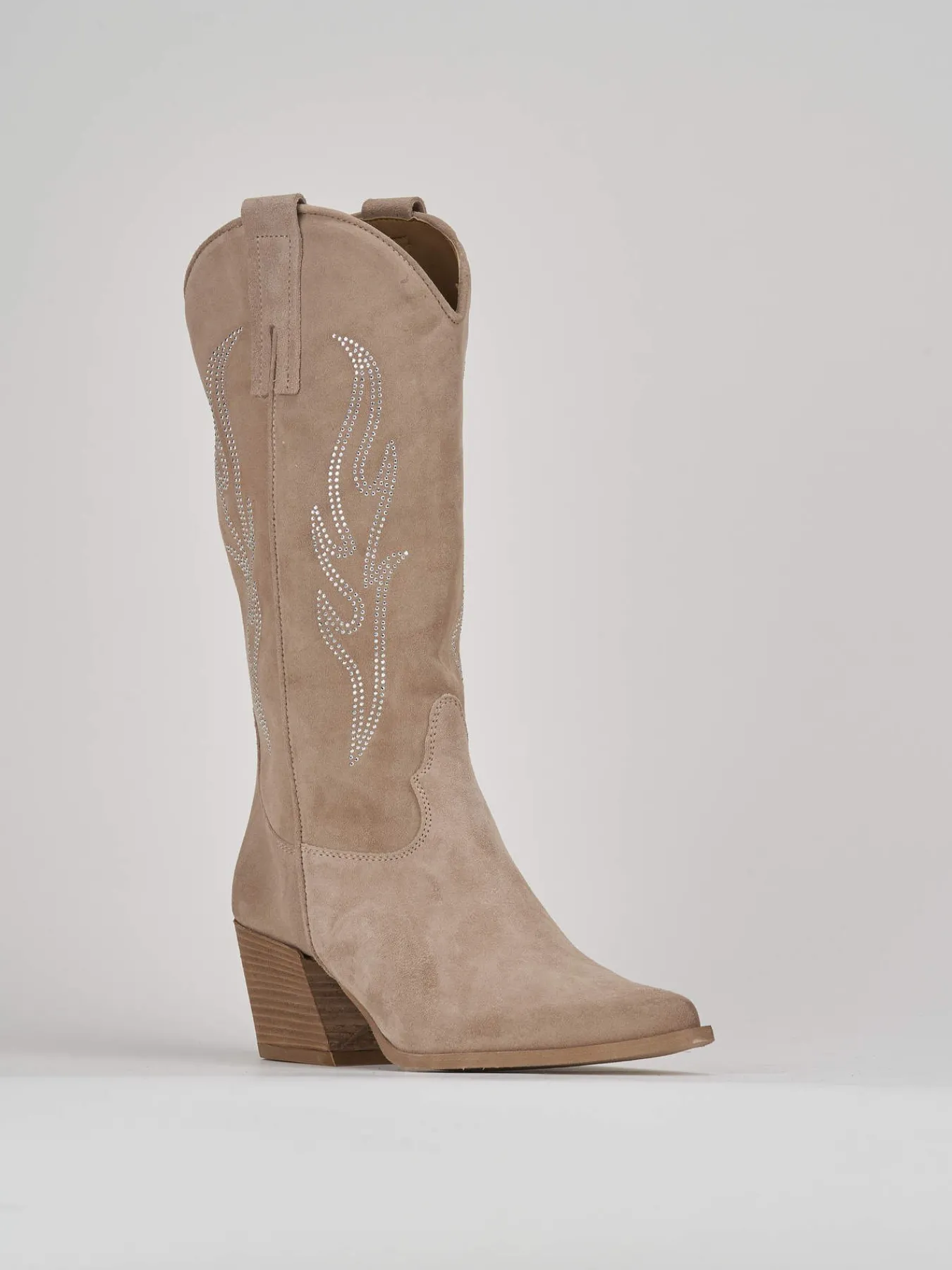 Sale Stivale texano tacco 7 cm camoscio Donna Texani|Stivali Tacco Alto