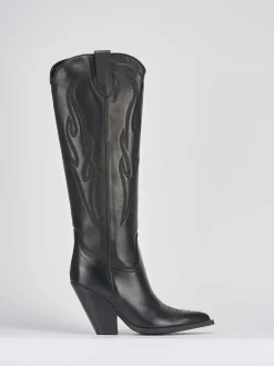 Outlet Stivale texano tacco 7 cm pelle Donna Texani