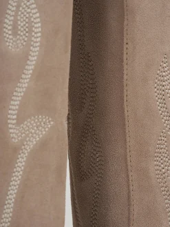 Clearance Stivale texano tacco 7 cm camoscio Donna Texani