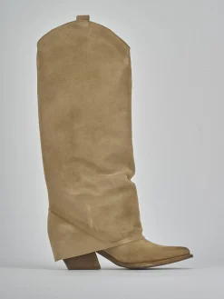 Online Stivale texano tacco 7 cm camoscio Donna Texani|Stivali Tacco Alto