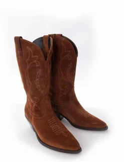 Stivale texano tacco 4cm cuoio Donna Texani