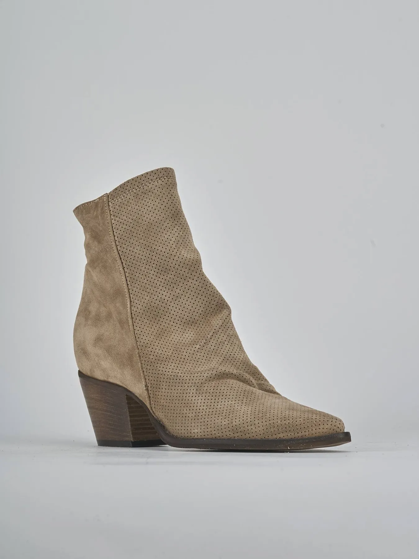 Stivaletti tacco 5cm camoscio Donna Stivaletti Tacco Alto