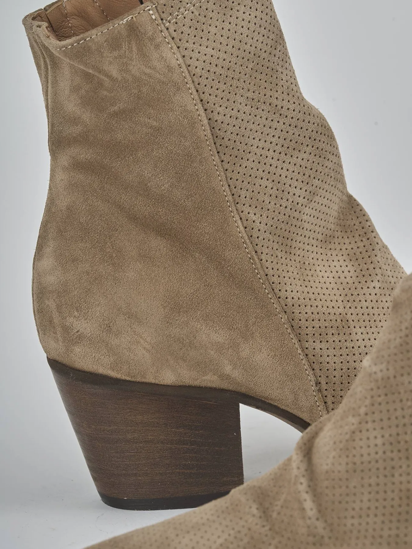 Stivaletti tacco 5cm camoscio Donna Stivaletti Tacco Alto