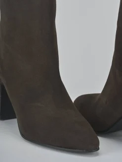 Outlet Stivaletti tacco 9cm camoscio testa Donna Stivaletti Tacco Alto