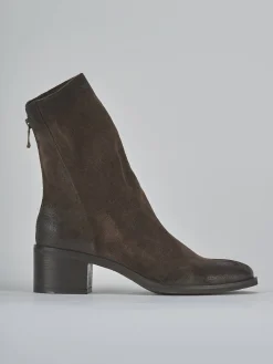 Outlet Stivaletti tacco 5cm camoscio testa Donna Stivaletti Tacco Alto