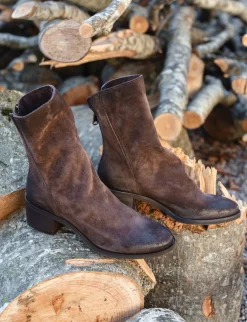 Outlet Stivaletti tacco 5cm camoscio testa Donna Stivaletti Tacco Alto