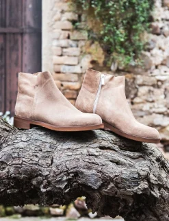 Stivaletti tacco 2cm camoscio Donna Stivaletti Tacco Basso