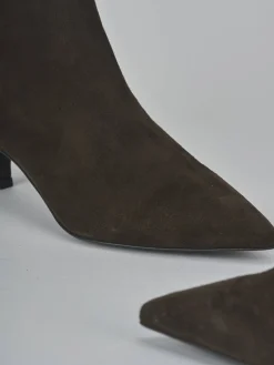 Outlet Stivaletti tacco 5cm camoscio testa Donna Stivaletti Tacco Alto