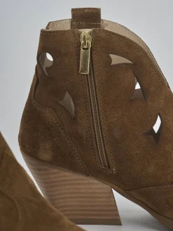 New Stivaletti tacco 6cm camoscio Donna Stivaletti Tacco Alto