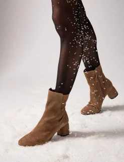 Sale Stivaletti tacco 6cm camoscio Donna Stivaletti Tacco Alto