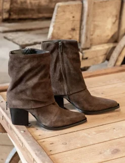 Hot Stivaletti tacco 8cm camoscio testa Donna Stivaletti Tacco Alto