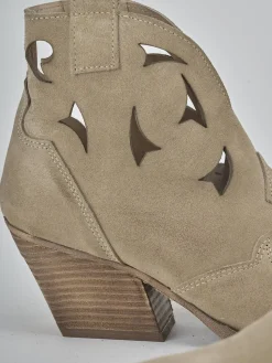 Stivaletti tacco 6cm camoscio Donna Stivaletti Tacco Alto