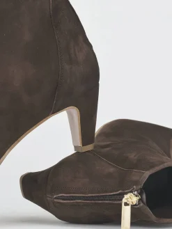 Outlet Stivaletti tacco 5cm camoscio testa Donna Stivaletti Tacco Alto