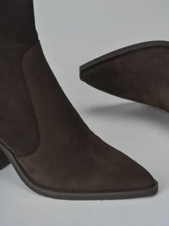 Discount Stivaletti tacco 6cm camoscio testa Donna Stivaletti Tacco Alto