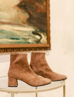 Stivaletti tacco 6cm camoscio Donna Stivaletti Tacco Alto