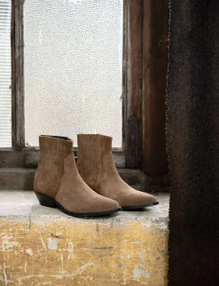 Sale Stivaletti tacco 4cm camoscio Donna Stivaletti Tacco Basso