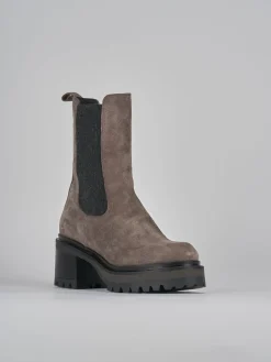 Stivaletti tacco 4cm camoscio Donna Stivaletti Tacco Basso