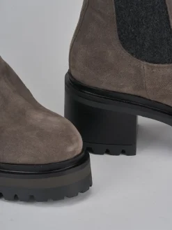 Stivaletti tacco 4cm camoscio Donna Stivaletti Tacco Basso