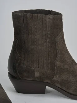 Sale Stivaletti tacco 4cm camoscio testa Donna Stivaletti Tacco Basso