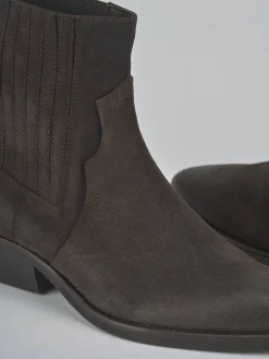 Outlet Stivaletti tacco 4cm camoscio testa Donna Stivaletti Tacco Basso