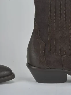 Outlet Stivaletti tacco 4cm camoscio testa Donna Stivaletti Tacco Basso