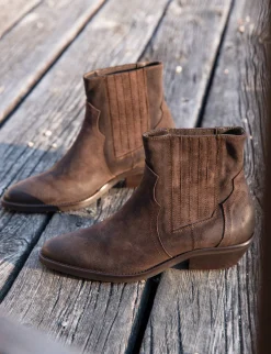 Outlet Stivaletti tacco 4cm camoscio testa Donna Stivaletti Tacco Basso