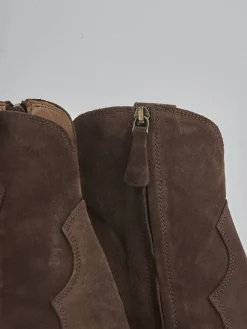 Discount Stivaletti tacco 7cm camoscio testa Donna Stivaletti Tacco Alto