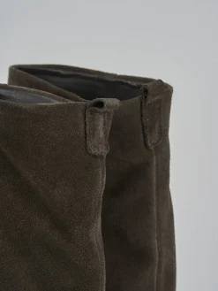 Hot Stivaletti tacco 7cm camoscio testa Donna Stivaletti Tacco Alto