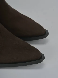 Sale Stivaletti tacco 8cm camoscio testa Donna Stivaletti Tacco Alto